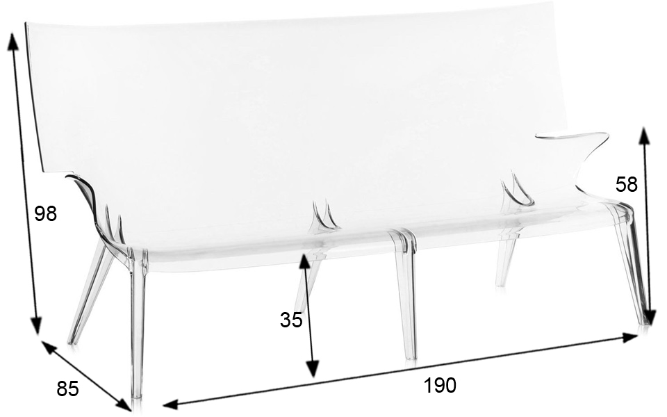 Divano Uncle Jack di Kartell - 2 posti, Trasparente - Rental Design Divano Uncle Jack di Kartell - 2 posti, Trasparente - Rental Design