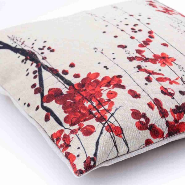 cuscino floreale astratto rosso bianco a noleggio dettaglio 2