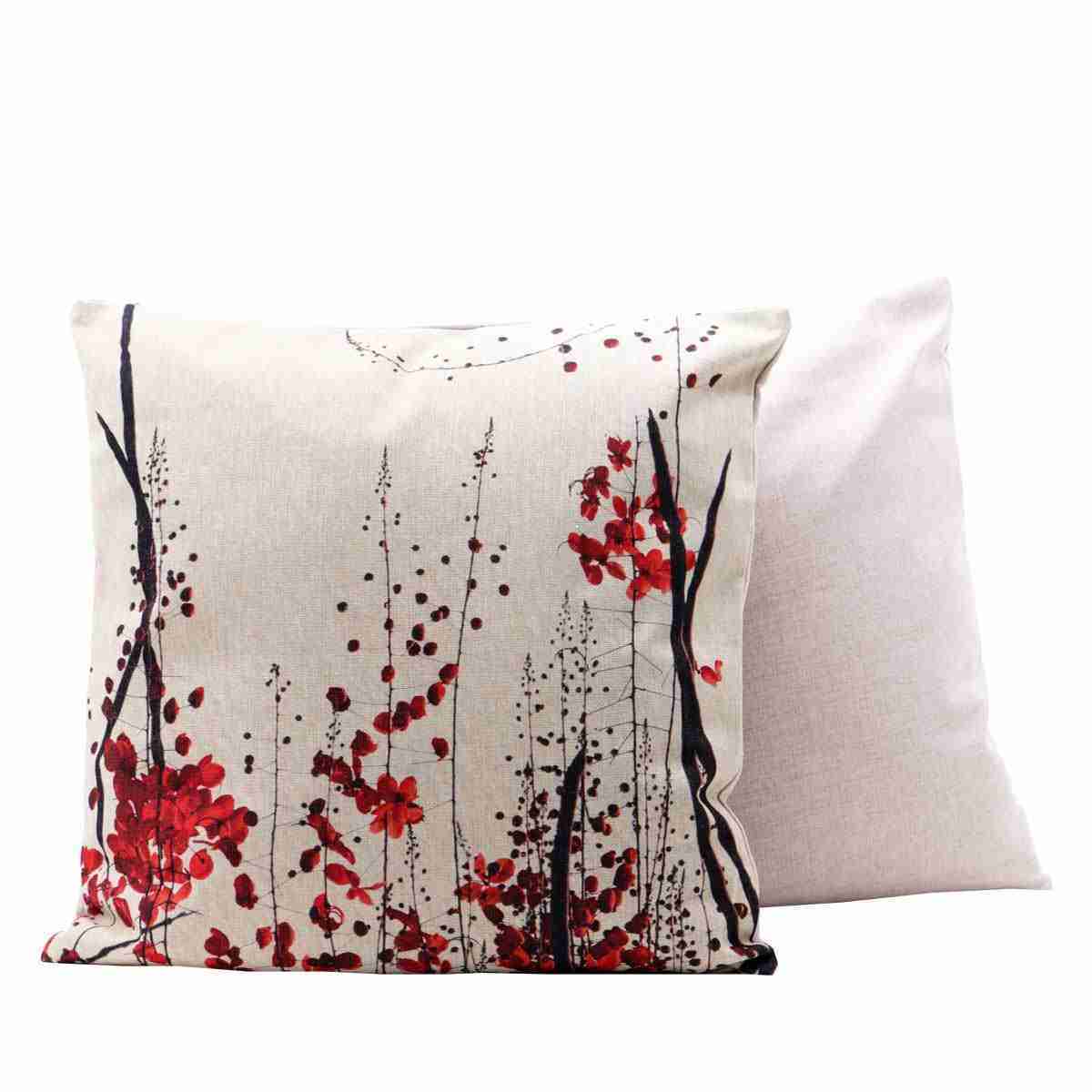 cuscino floreale astratto rosso bianco a noleggio rental design