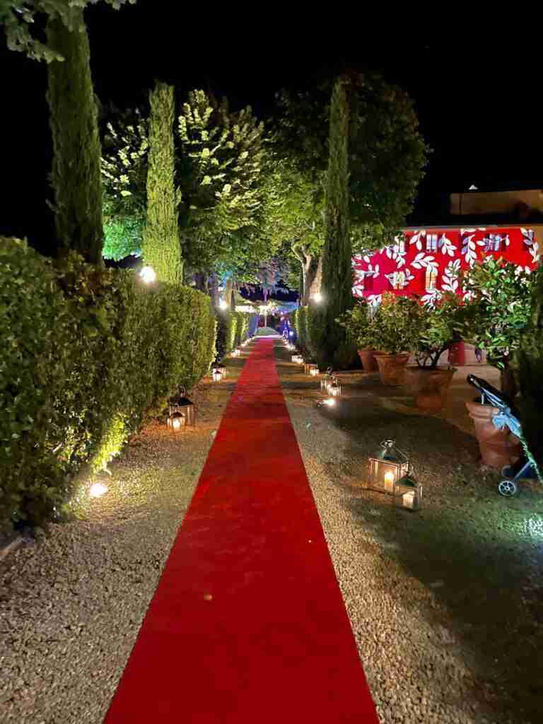 red carpet lanterne piante tappeto rosso a noleggio evento lancio collezione stm hats - rental design