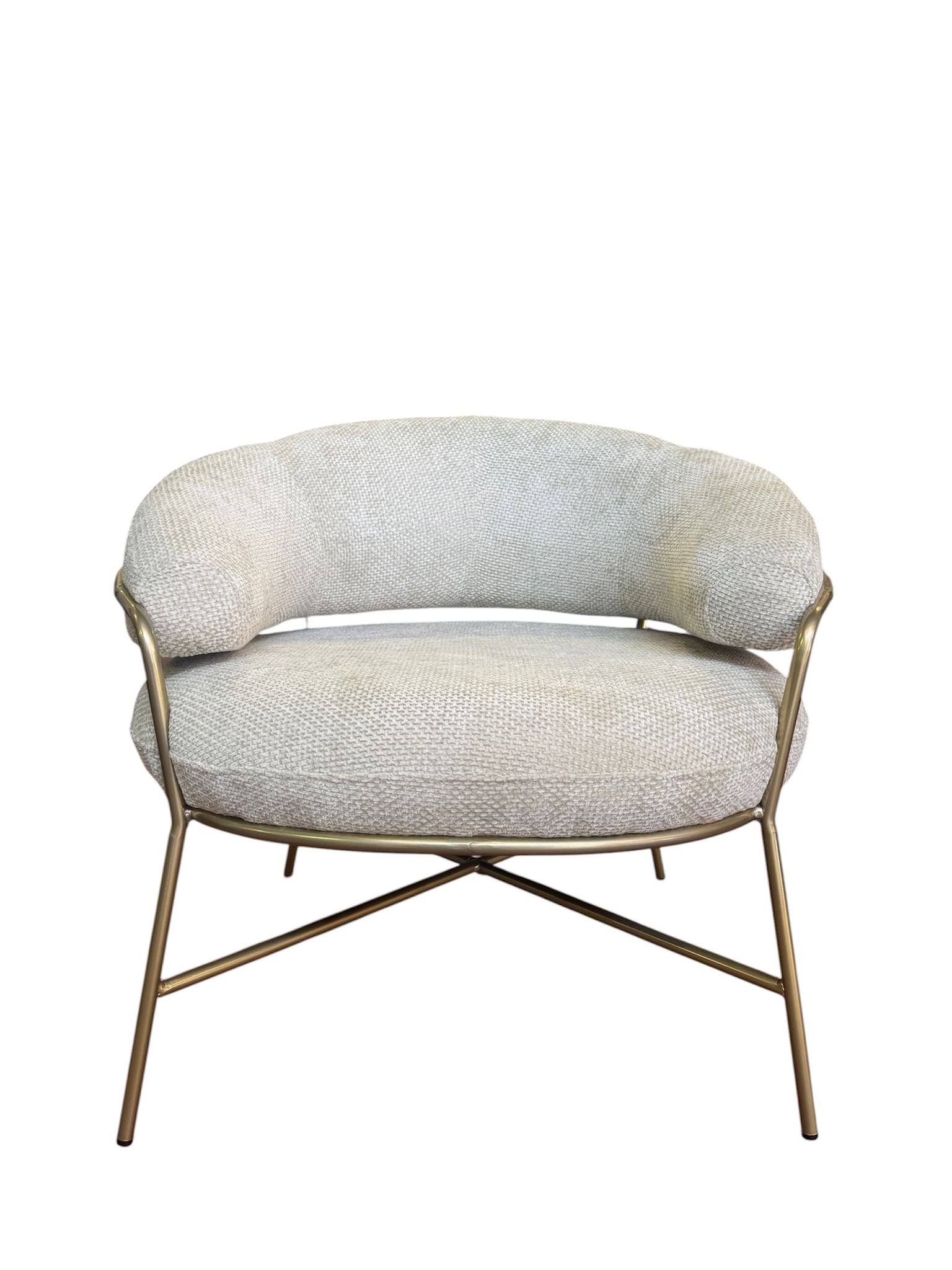 Poltrona Buby beige e gambe oro