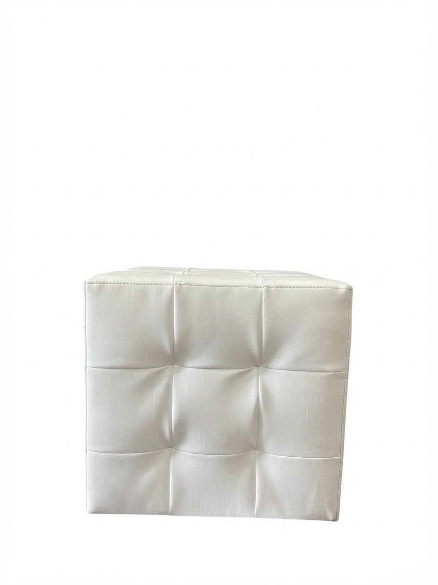Pouf Capitonné Bianco in Ecopelle